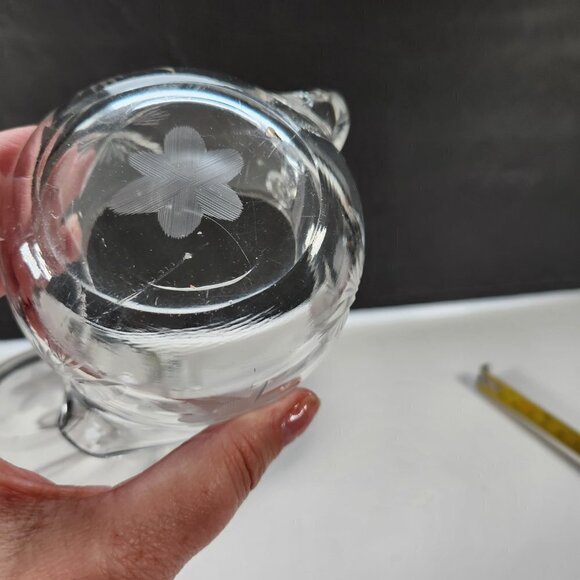 Cream and Sugar Set Vintage Lead Crystal Etched Flowers Heavy Glass - Picture 14 of 16